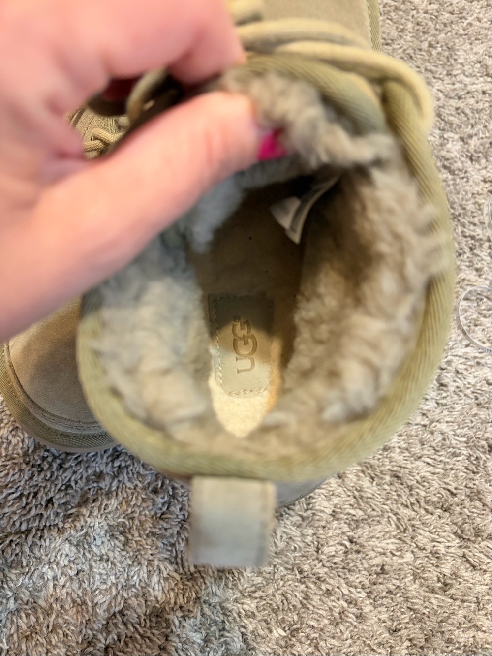 UGG Neumel Chukka Boots Women’s 7 Green Suede Shearling Lace Up NWOT - Picture 10 of 12